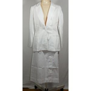 Vtg Work Force By Barco White Nurse Uniform Skirt Jacket Size 4 NOS